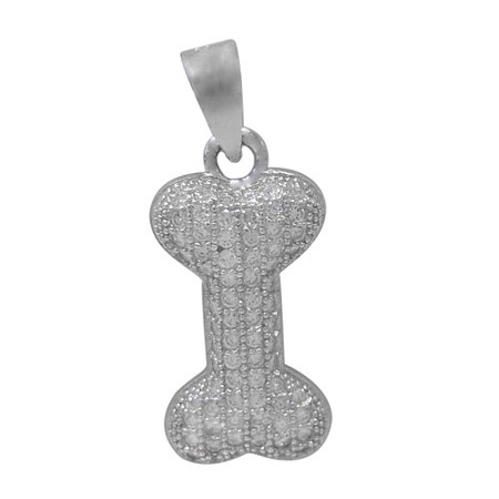 Sterling silver Mirco-pave CZ Dogbone Pendant - Click Image to Close